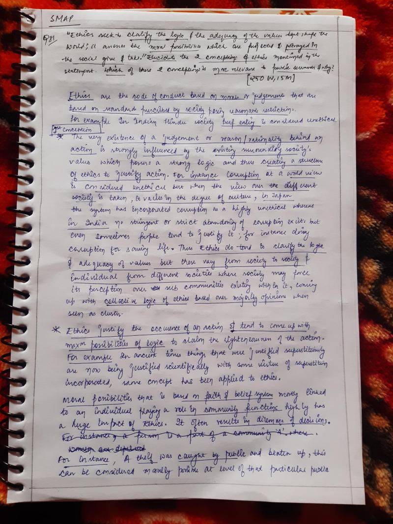 SMAP 2020 | Day 81 | Mains Practice Question on Ethics and Human ...